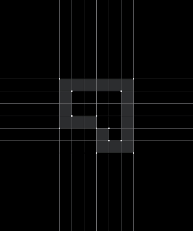 Loria Justin logo grid construction